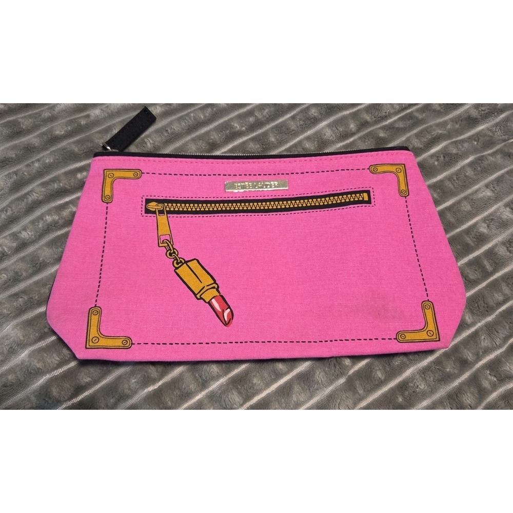 Estee Lauder Pink Canvas Cosmetic Bag Lipstick Print Makeup Pouch Travel GWP NWO